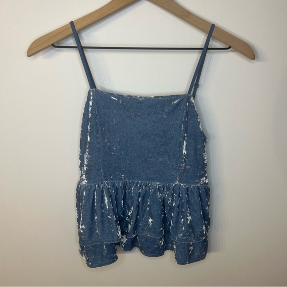 American Eagle Blue Velvet Sleeveless Babydoll Too, Size Small - Picture 2 of 9